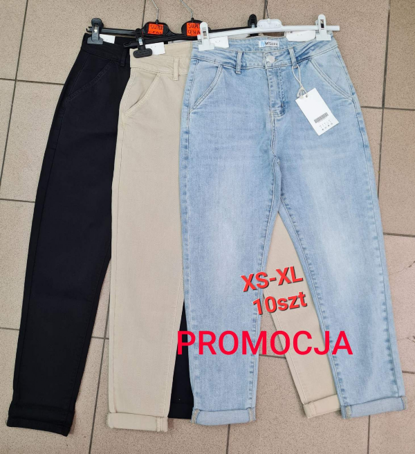 Spodnie damskie jeans Roz XS-XL, 1 Kolor Paczka 10 szt